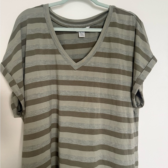 Tommy Bahama Tops - Tommy Bahama Olive and Gray Striped V-Neck Top